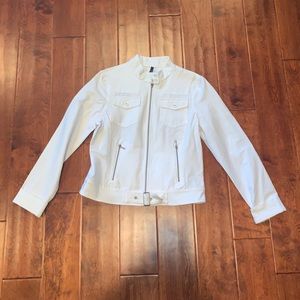 white zip up jacket